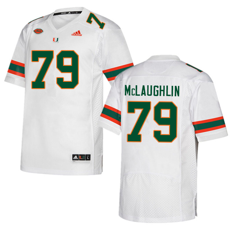 Men #79 Michael McLaughlin Miami Hurricanes College Football Jerseys Sale-White - Click Image to Close